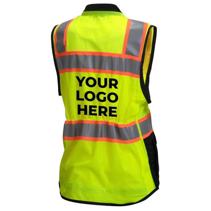 Custom Pyramex RVZF61 Women's Type R Class 2 Hi-Vis Black Bottom Safety Vest