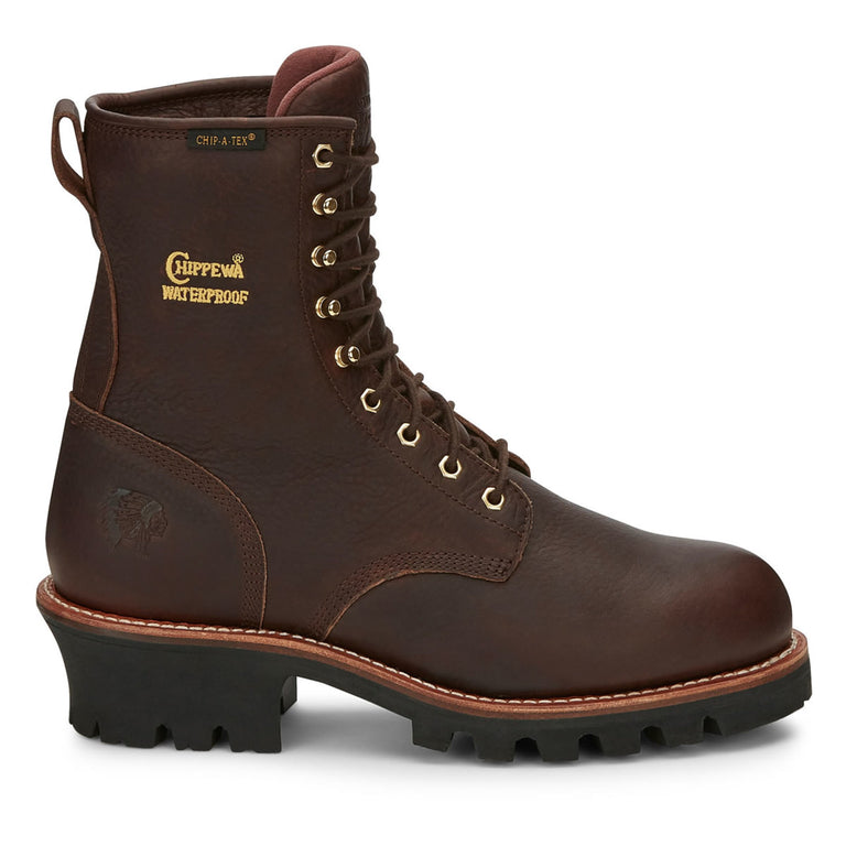 Chippewa Men's Paladin 8" Logger EH Waterproof Insulated Steel Toe Boots, 73060, Brown