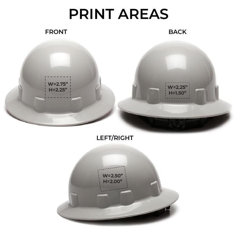 Custom Pyramex SL Series Sleek Shell Full Brim Hard Hat, 4-Point Ratchet Suspension, 12 Pack