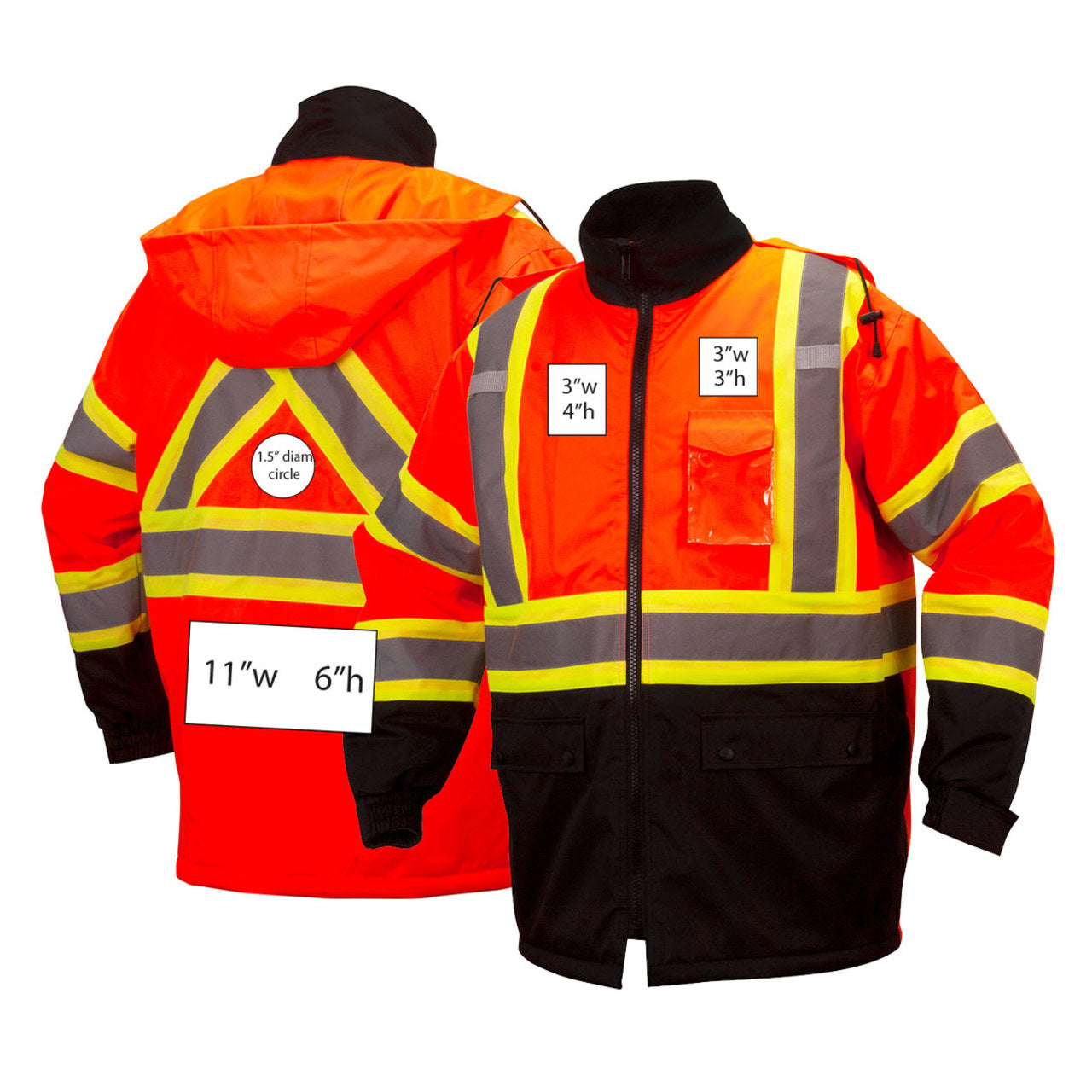 Custom Pyramex RCP32 Type R Class 3 Hi-Vis Waterproof Quilt Lined Jacket with X-Back, Hi-Vis Orange