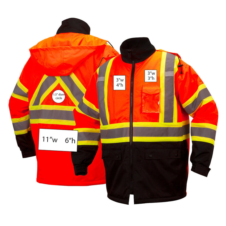 Custom Pyramex RCP32 Type R Class 3 Hi-Vis Waterproof Quilt Lined Jacket with X-Back, Hi-Vis Orange