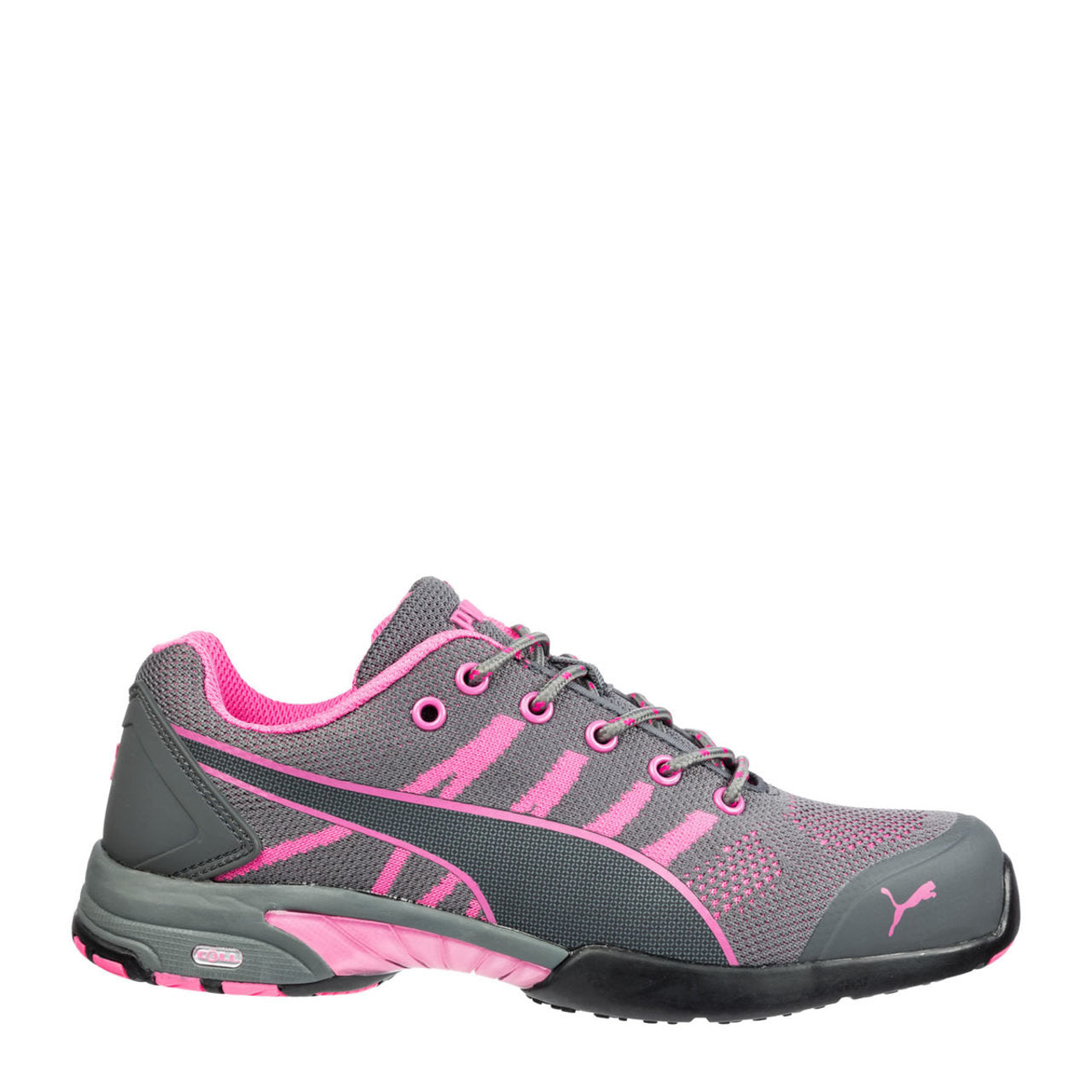 Puma Safety Women's Celerity Knit Low SD Steel Toe Knit Shoes, 642915, Gray/Pink