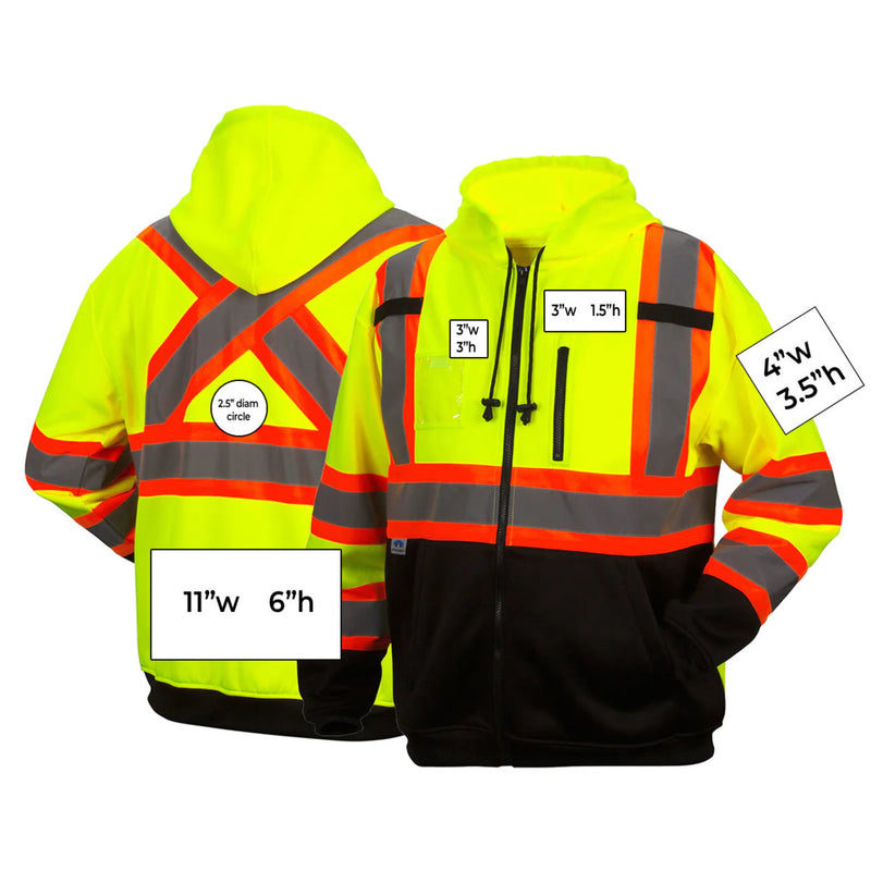Custom Pyramex RCSZH33 Type R Class 3 Hi-Vis Zip Black Bottom Sweatshirt