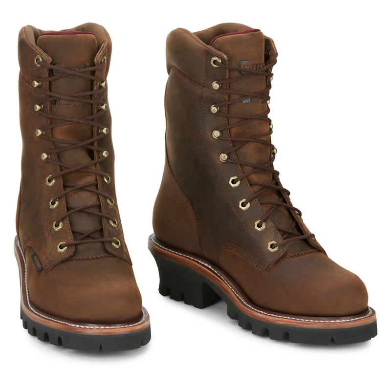 Chippewa Men's Super DNA 9" Logger Waterproof Insulated EH Soft Toe Boots, 59408, Tan
