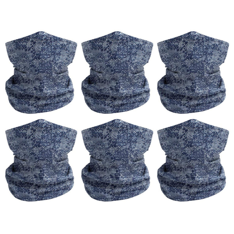 12 Pack - Rugged Blue Denim Multipurpose Neck Gaiter Bandana Face Mask Sunscreen Face Cover with Filter Pocket