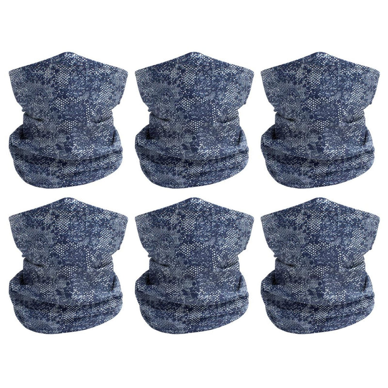 12 Pack - Rugged Blue Denim Multipurpose Neck Gaiter Bandana Face Mask Sunscreen Face Cover with Filter Pocket