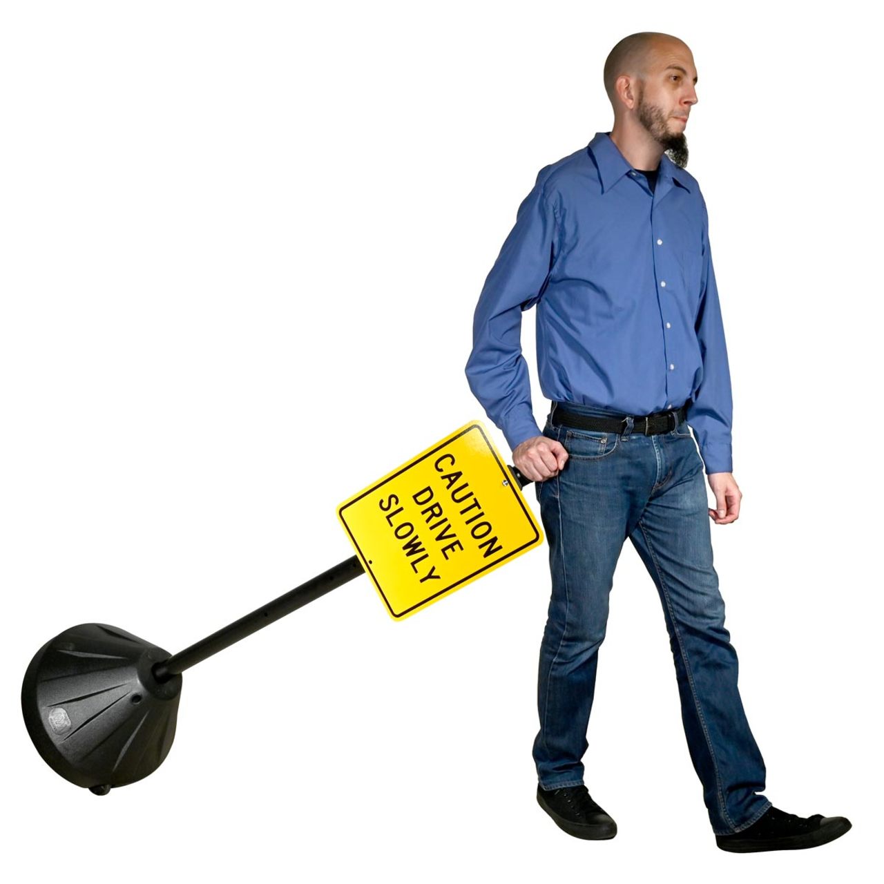 PP2 Tip'n Roll Portable Sign Pole, Black, 48 in