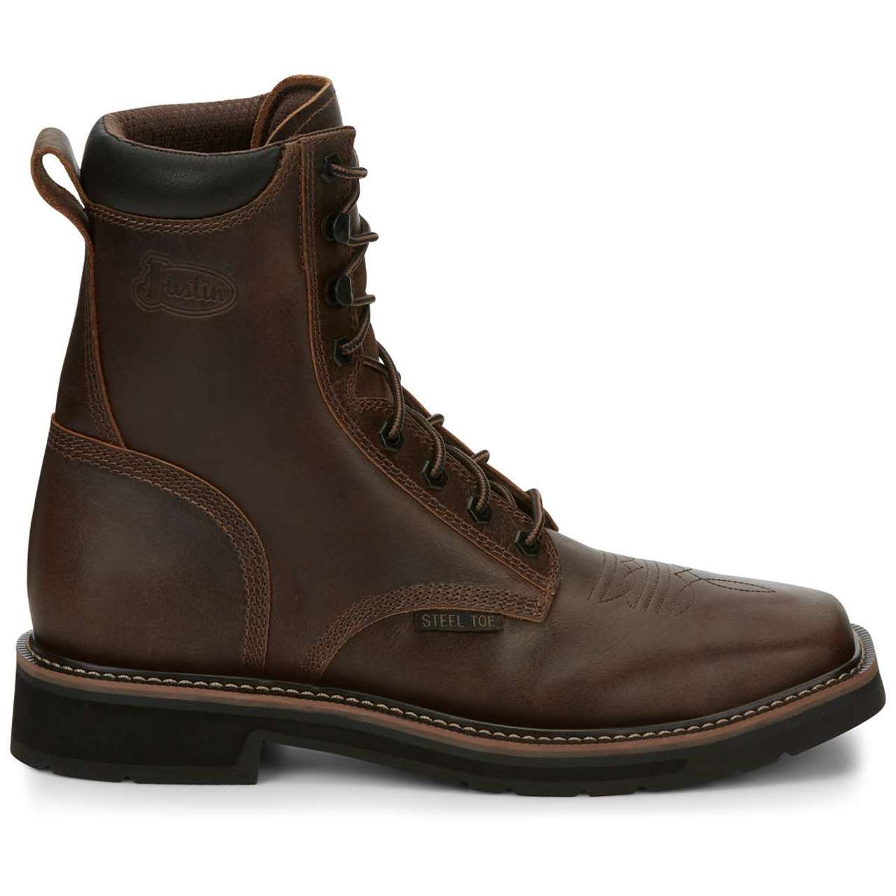 Justin Men's Pulley 8" EH Steel Toe Boots, SE682, Brown