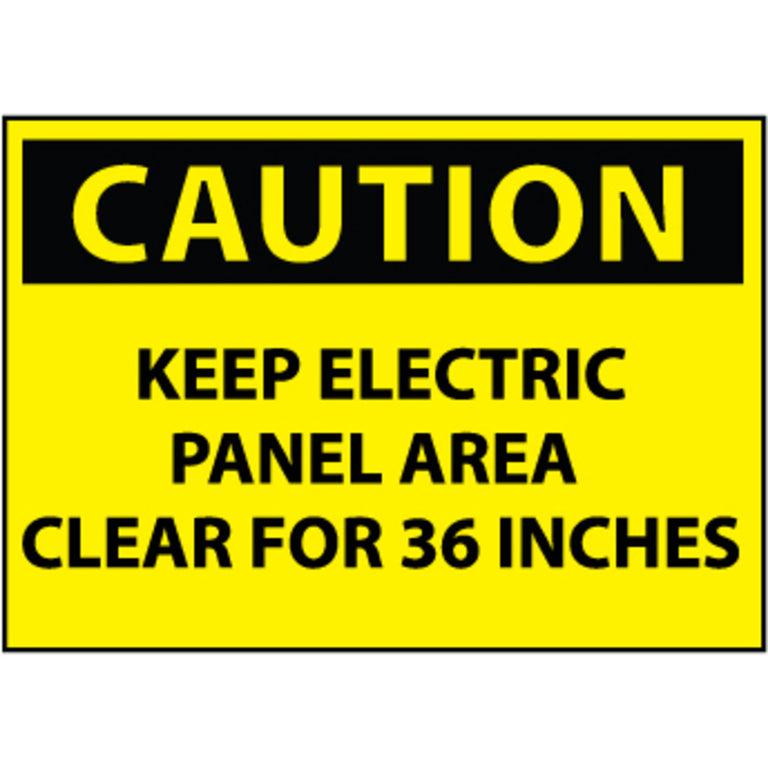 Caution Keep Electric Panel Area 10x14 Sign