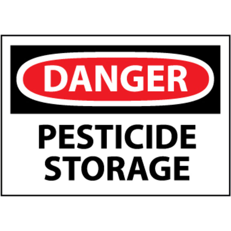 Danger Pesticide Storage, 10x14 Pressure Sensitive Vinyl Sign