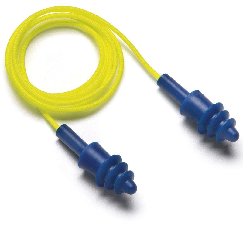 Pyramex RPD2001 NRR 25dB Metal Detectable Reusable Corded Earplugs, 100 Pair, Blue
