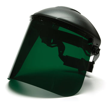 Pyramex Ridgeline Ratchet Headgear with Dark Green Tinted Polyethylene Face Shield Combo - S1035 & HGBR