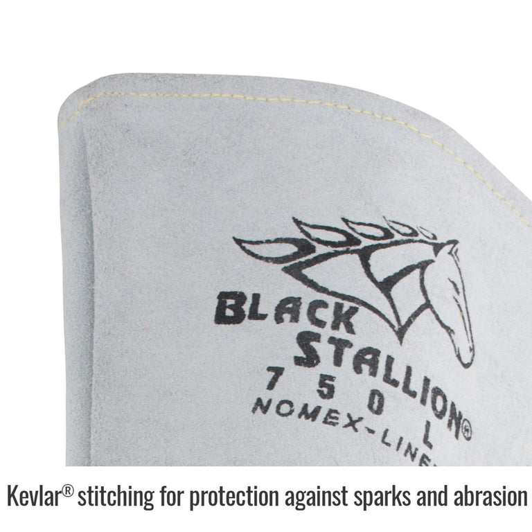 Black Stallion 750 Pearl White Premium Grain Elkskin Stick Welding Gloves with Nomex Lined Back, White