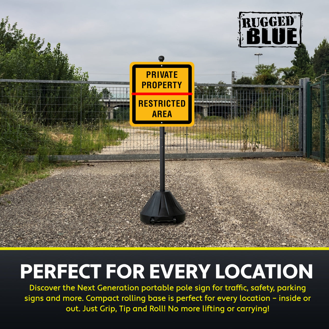 Rugged Blue Portable Sign Holder 60"