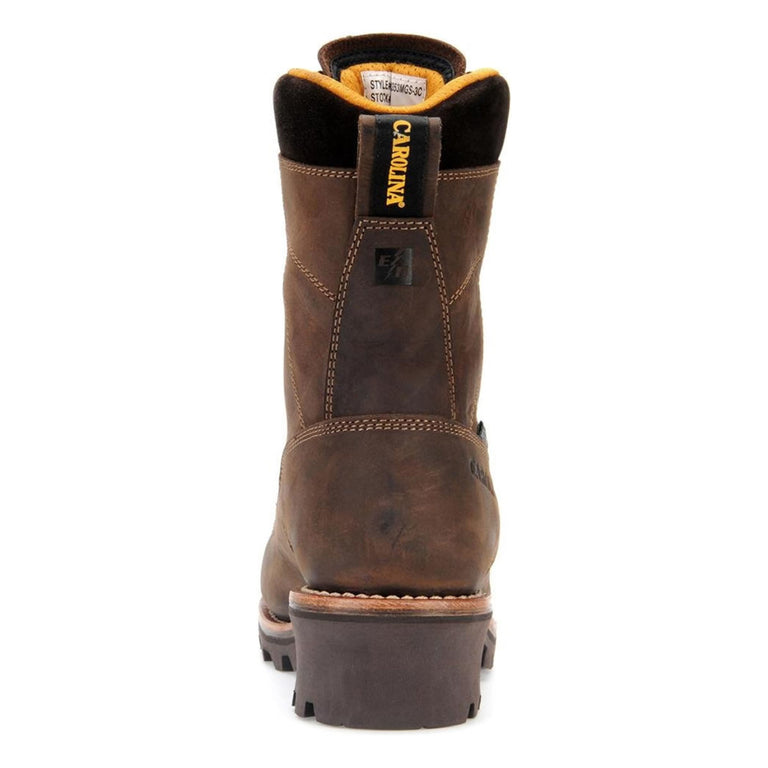 Carolina Men's Birch 8" Logger Waterproof EH Soft Toe Boots, CA7022, Brown