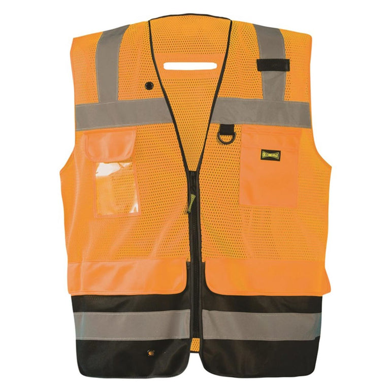 OccuNomix Type R Class 2 Hi-Vis Black Bottom Surveyor Safety Vest, LUX-LTGCSBK