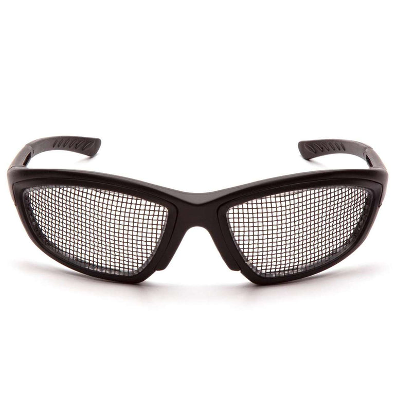 Pyramex Trifecta Safety Glasses, Wire Mesh Lens, Black Frame