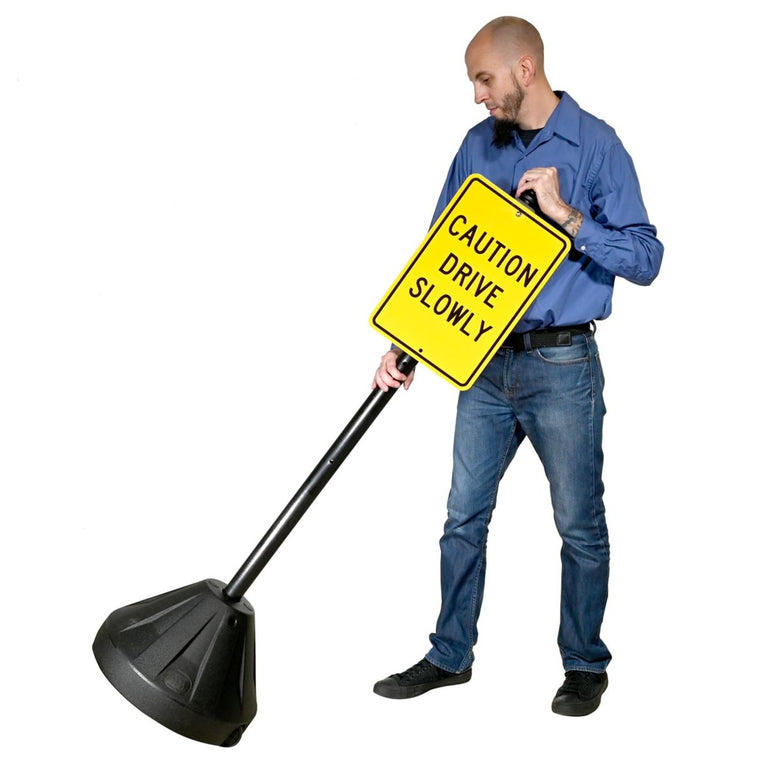 PP2 Tip'n Roll Portable Sign Pole, Black, 48 in