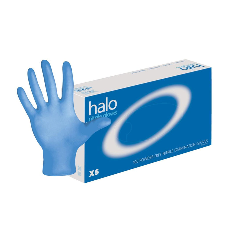 DASH Halo Nitrile Exam Grade Disposable Gloves, Light Blue, 3.9 mil, Box of 100