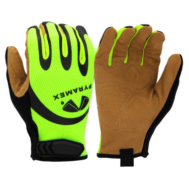 Pyramex GL104HT A1 Cut Resistant Work Gloves, Hi-Vis Green/Black