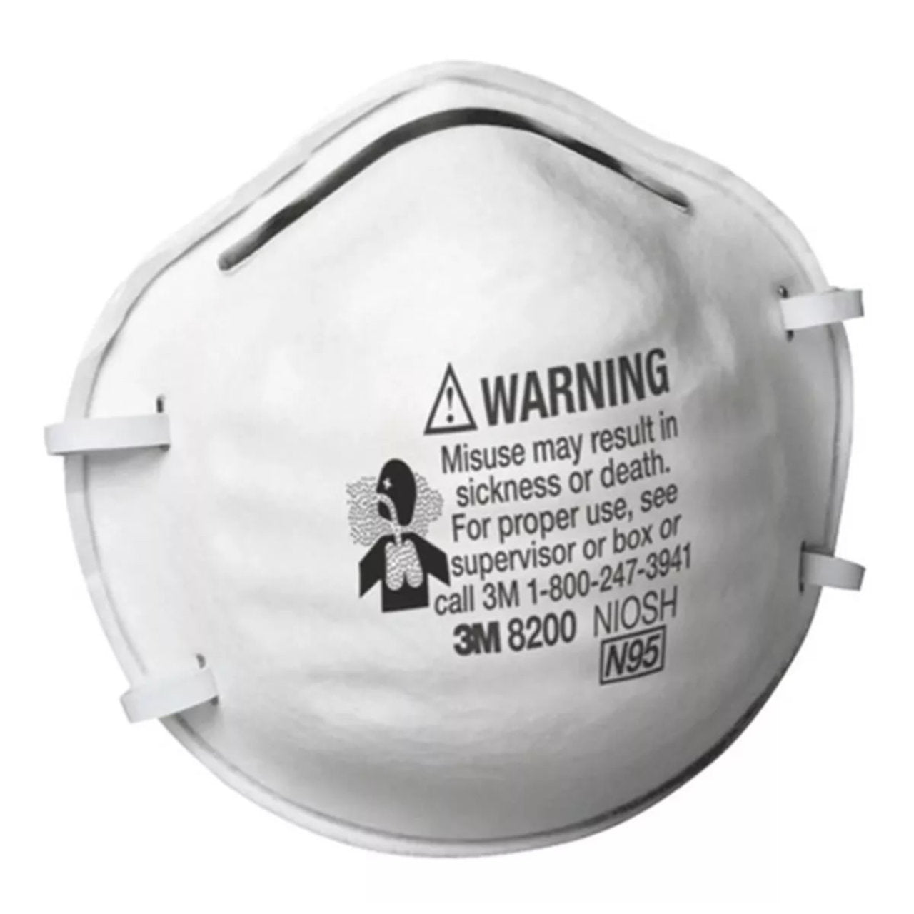 3M 8200 N100 Industrial Respirator, USA Made, White