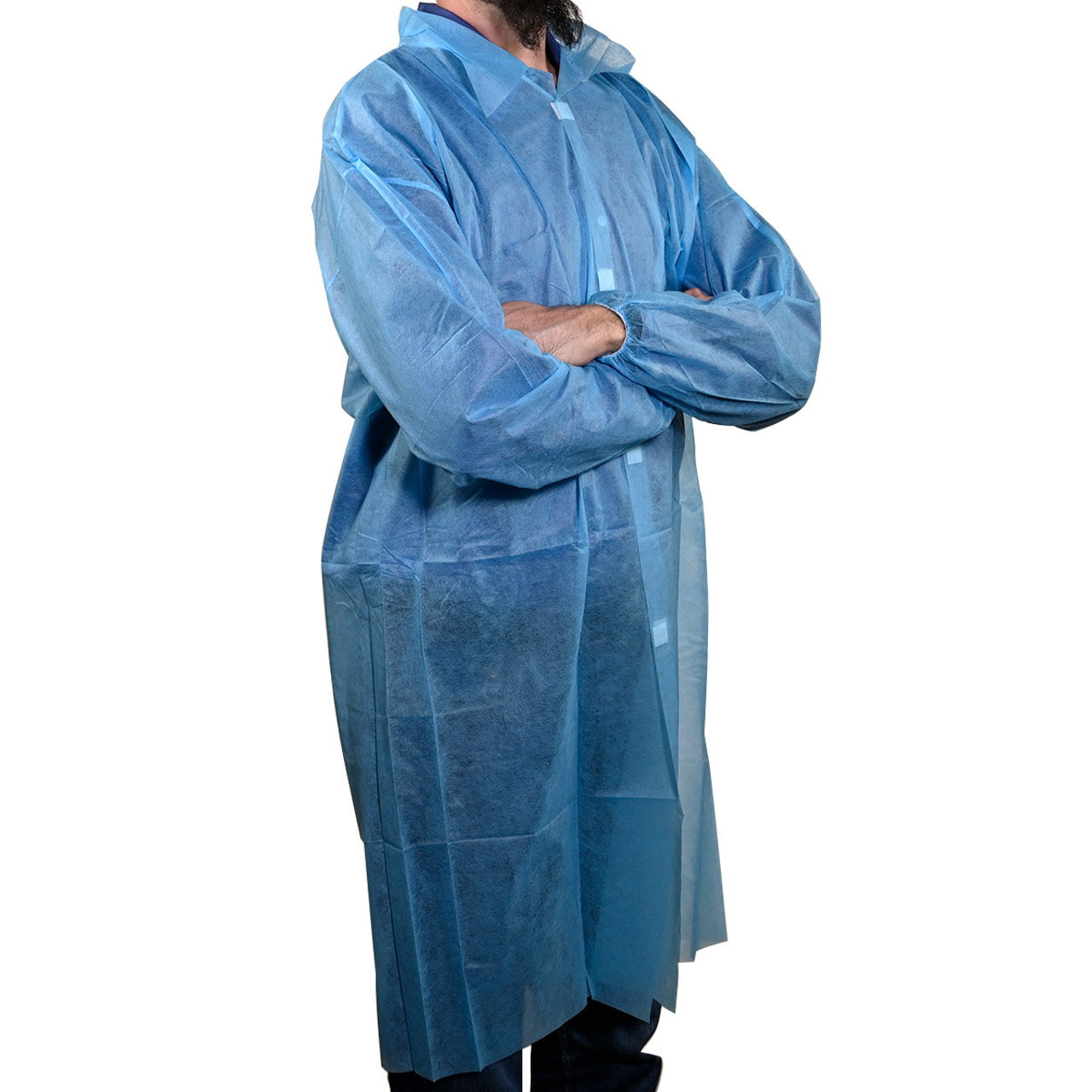 UMBO Blue Lab Coat with Velcro Closure - H243B - Box of 30