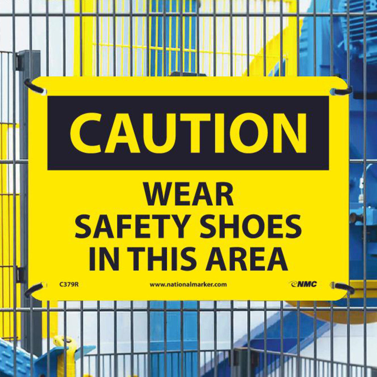 Caution Wear Safety Shoes In This Area 7x10 Rigid Plastic Sign