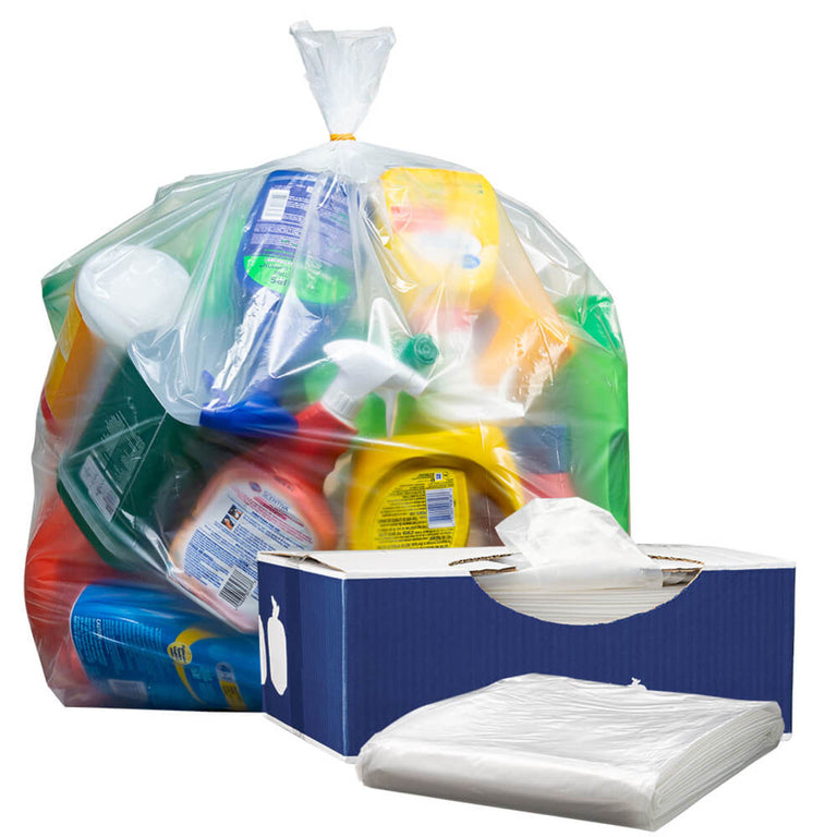 95-96 Gallon Trash Bags - Clear, 25 Bags - 2 Mil