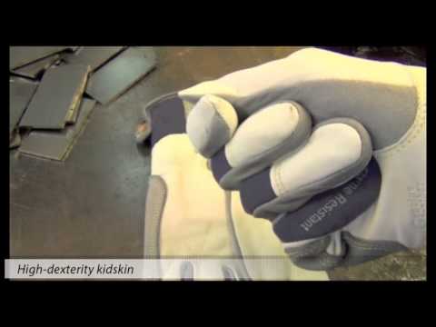 Black Stallion T50 Premium Grain Goatskin Flame Resistant TIG Welding Gloves, Blue/White/Gray