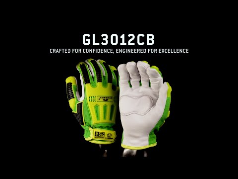 Pyramex GL3012CB Premium Goatskin Leather Driver Para-Aramid A6 Cut Gloves, Hi-Vis Lime