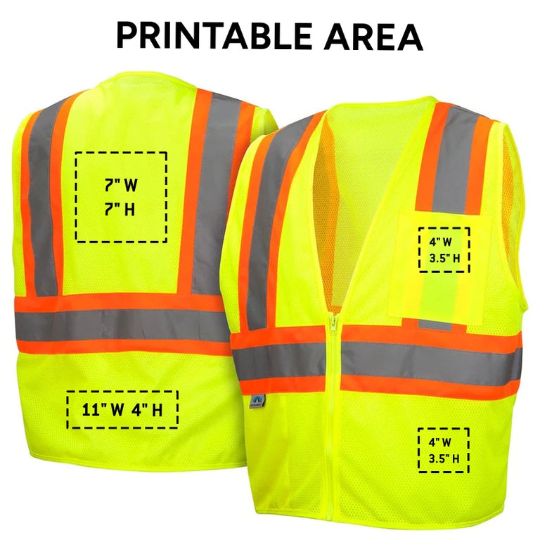 Custom Pyramex RVZ22 Type R Class 2 Hi-Vis Contrasting Trim Mesh Safety Vest
