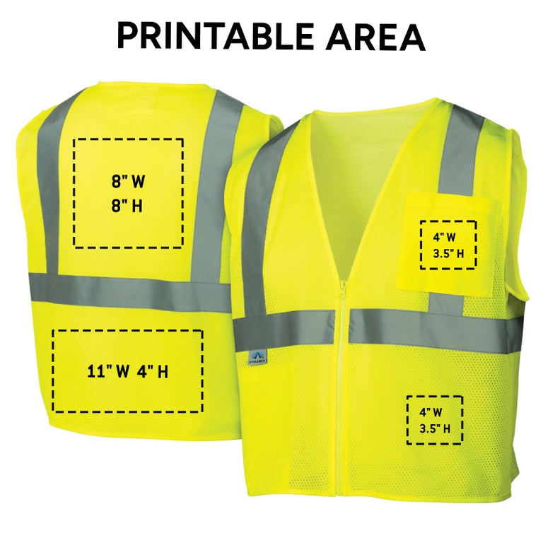 Custom Pyramex RVZ21SE Hi-Vis Type R Class 2 Non-FR Self Extinguishing Mesh Safety Vest