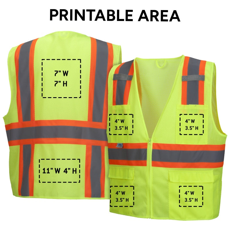 Custom Pyramex RVZ23 Type R Class 2 Two-Tone Mesh Safety Vest