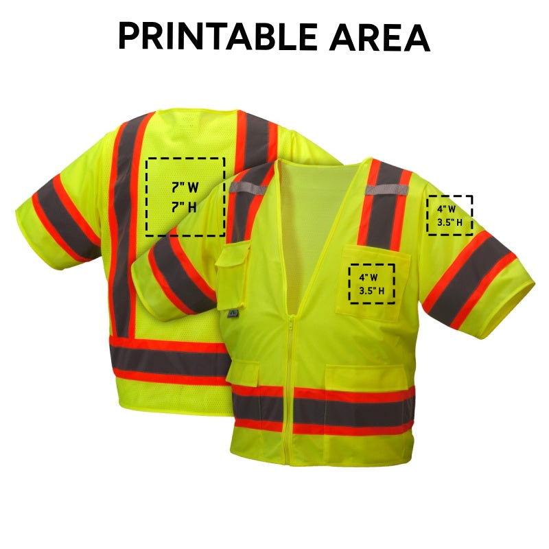 Custom Pyramex Safety RVZ34 Type R Class 3 Hi-Vis Two-Tone Mesh Back Safety Vest