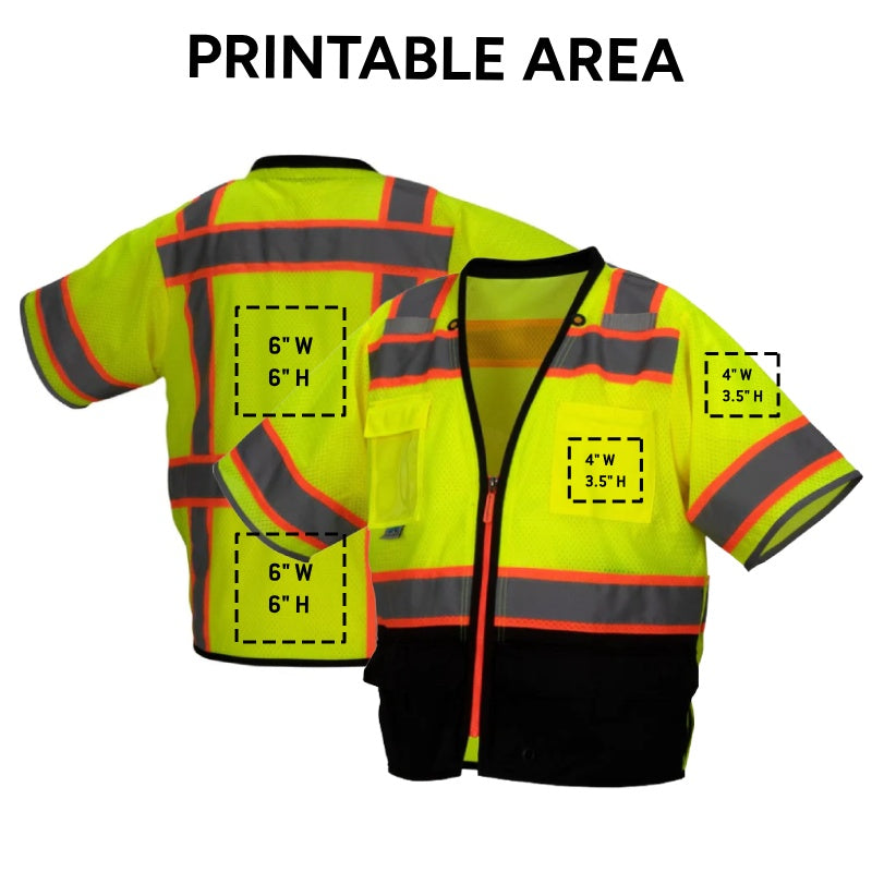 Custom Pyramex RVZ37B Type R Class 3 Hi-Vis Black Bottom Safety Vest
