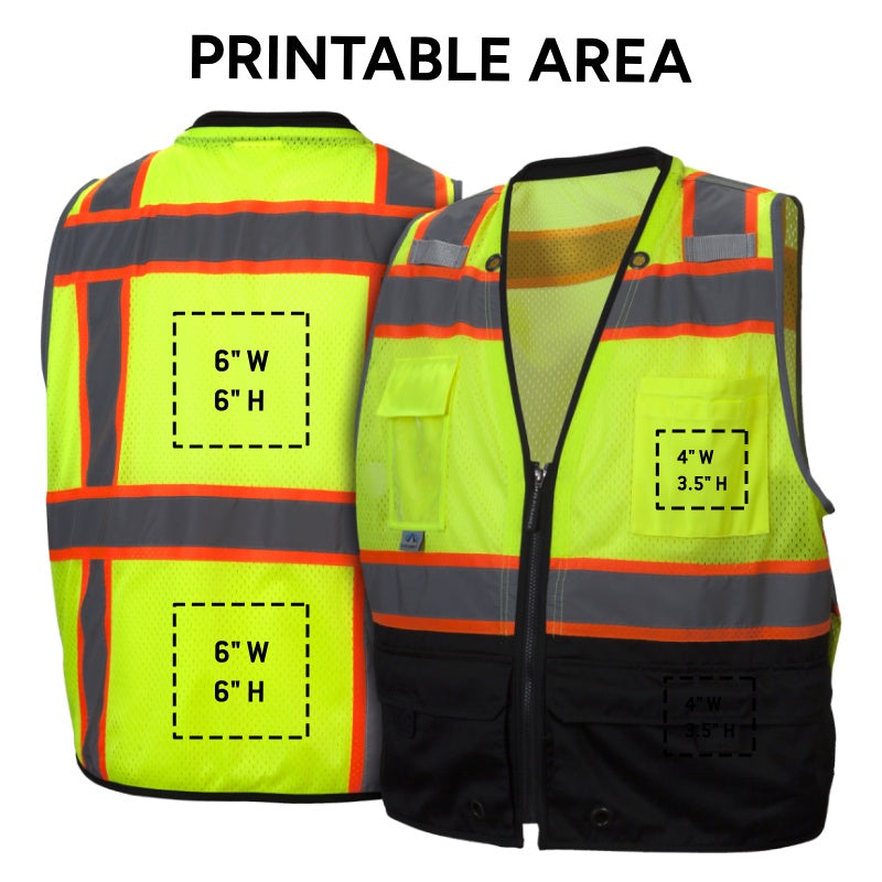 Custom Pyramex RVZ44B Type R Class 2 Hi-Vis Two-Tone Black Bottom Mesh Safety Vest