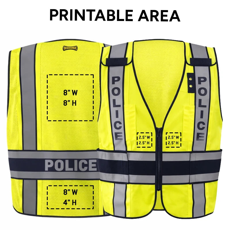 Custom OccuNomix Type P Class 2 Hi-Vis Police Mesh Back Public Safety Vest, LUX-DPSP-DOR