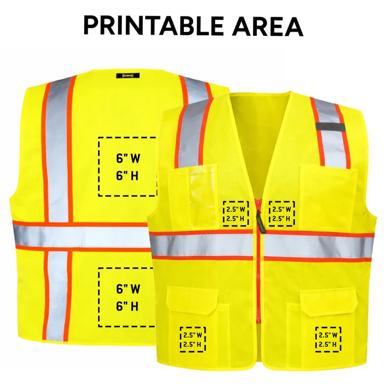 Custom OccuNomix Type R Class 2 Hi-Vis Two-Tone Surveyor Safety Vest, LUX-ATRANS