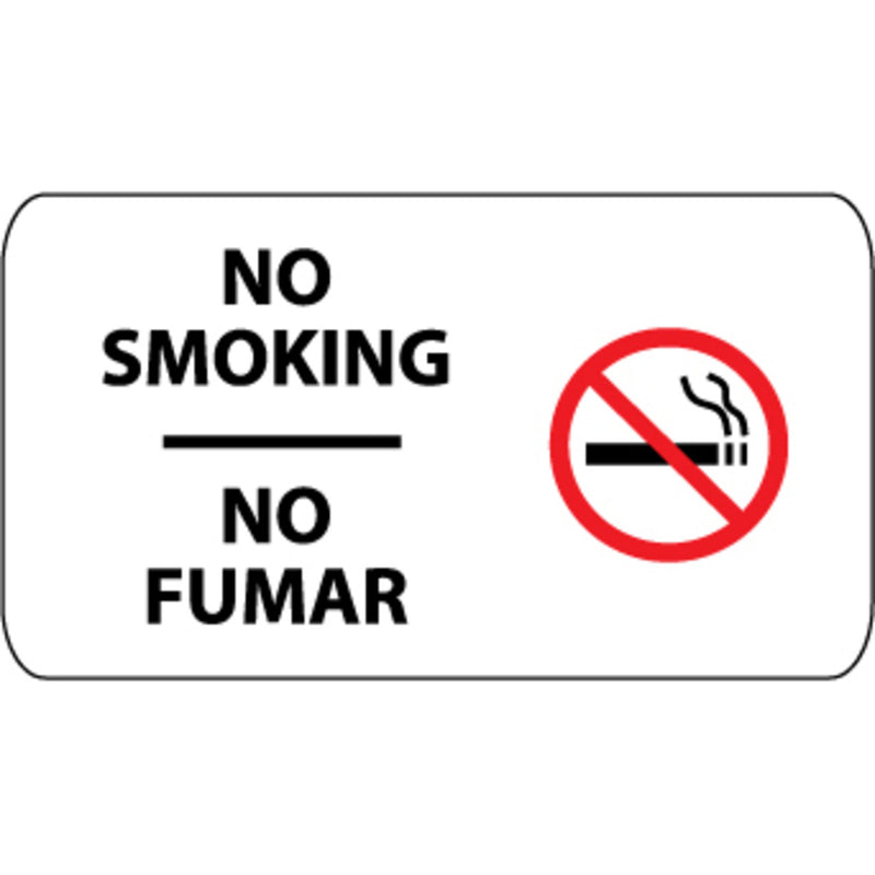 No Smoking, Bilingual with Graphic, 10x18, Pressure Sensitive Vinyl Sign
