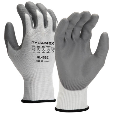 Pyramex GL403C A2 Cut Polyurethane Dipped Gloves, Gray