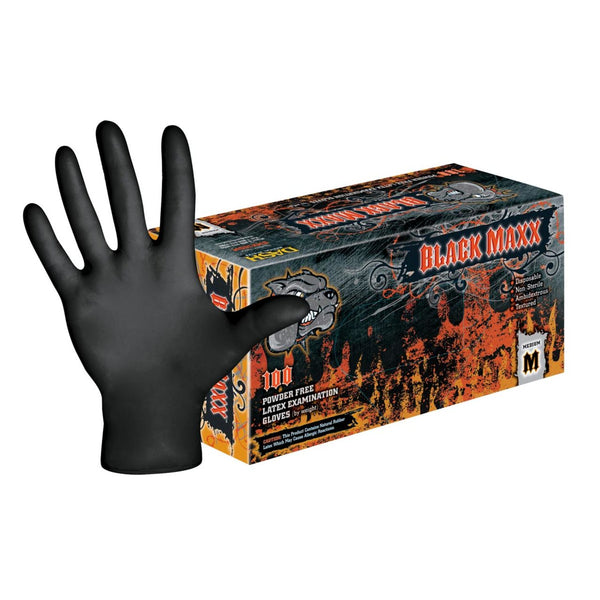 DASH Black Maxx Latex Exam Grade Disposable Gloves, Black, 6.6 mil