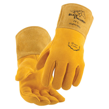 Black Stallion MightyMIG Premium Deerskin Welding Gloves, Natural