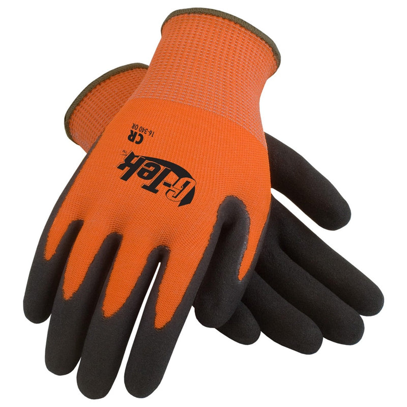 G-Tek PolyKor Hi-Vis A3 Cut Double-Dipped Nitrile Coated Gloves - 16-340