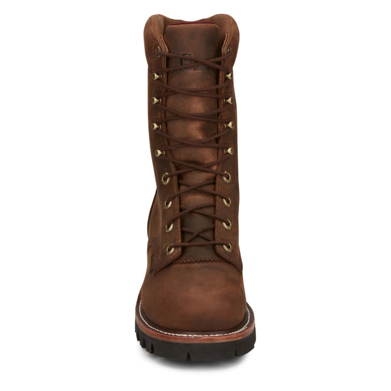 Chippewa Men's Super DNA 9" Logger Waterproof EH Steel Toe Boots, 59407, Tan