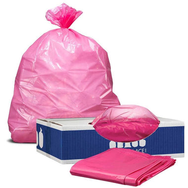 12-16 Gallon Trash Bags - Pink, 250 Bags - 1.2 Mil