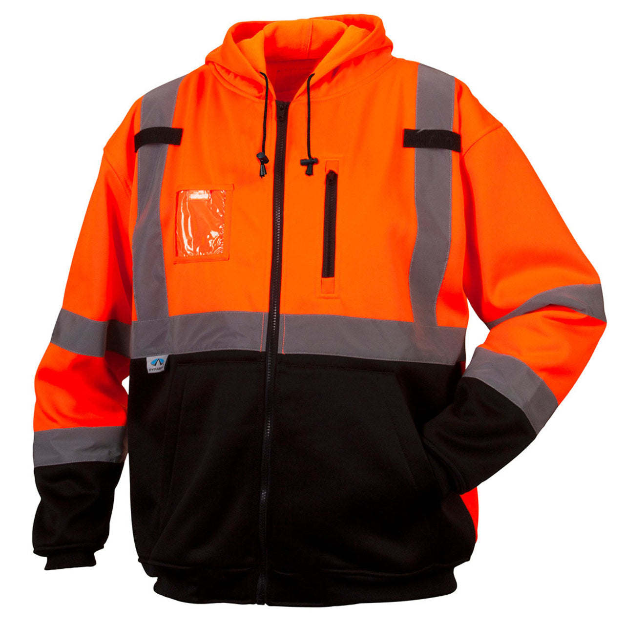 Custom Pyramex RZH33 Type R Class 3 High-Vis Black Bottom Hooded Sweatshirt