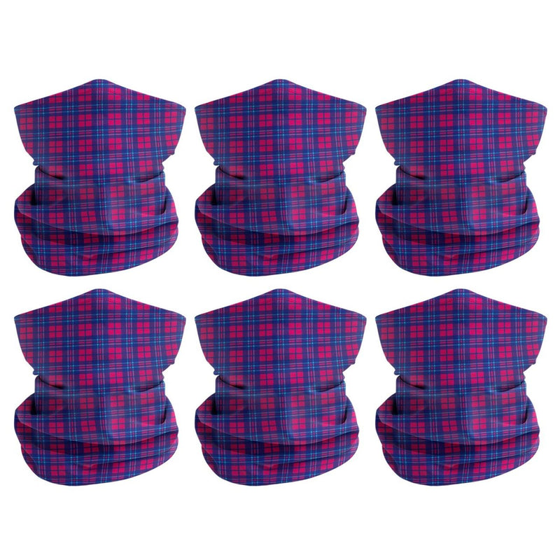 12 Pack - Rugged Blue Plaid Multipurpose Neck Gaiter Bandana Face Mask Sunscreen Face Cover with Filter Pocket