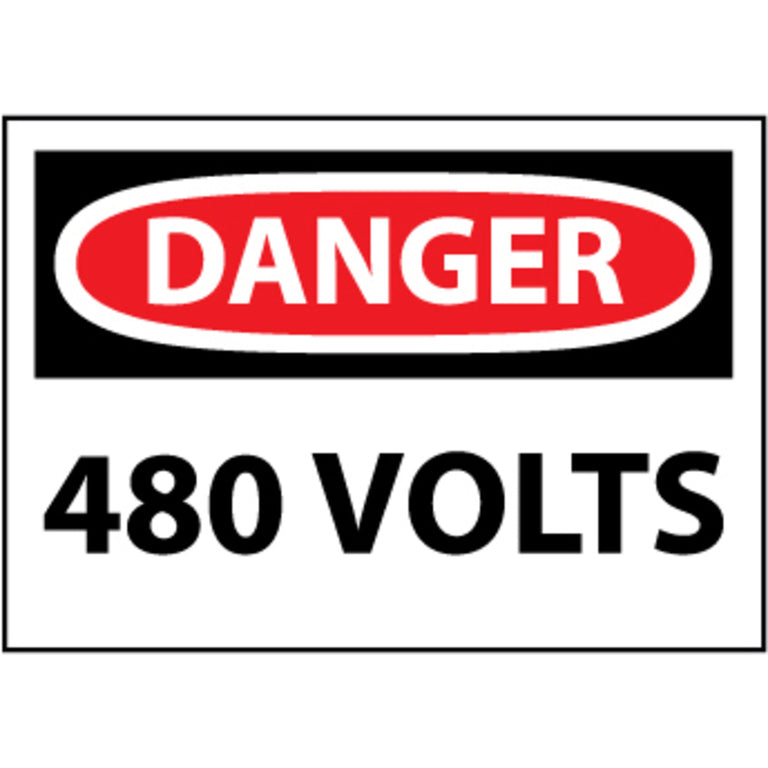 Danger 480 Volts 3x5 Pressure Sensitive Vinyl Safety Label 5 Per Package