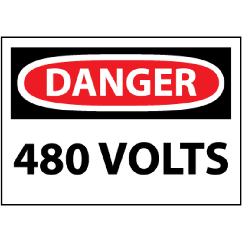 Danger 480 Volts 3x5 Pressure Sensitive Vinyl Safety Label 5 Per Package