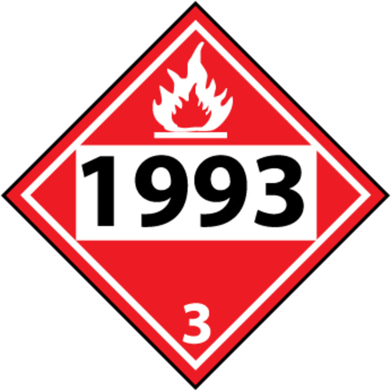 National Marker DL40BR Plastic DOT Placard, Hazard Class 3 - 1993 (Flammable Liquid), 10 3/4in x 10 3/4in